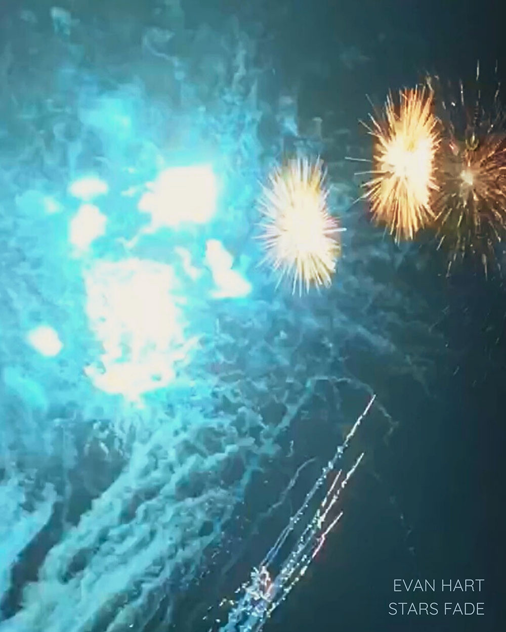 A graphic for the song "Stars Fade". It's of fireworks.