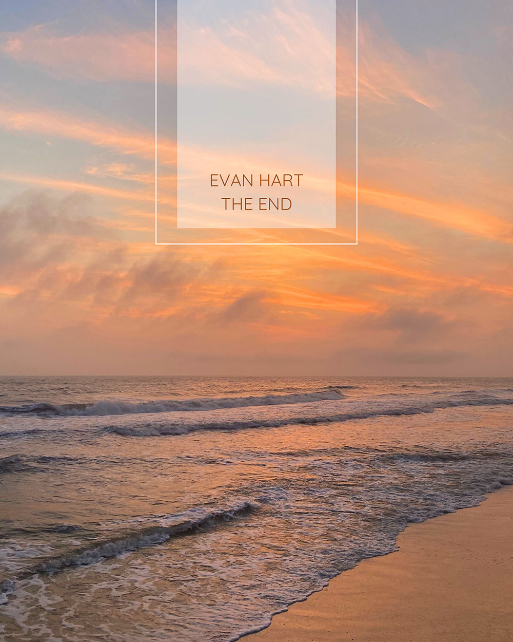 A graphic for the song "The End". It's of a beach during sunset.