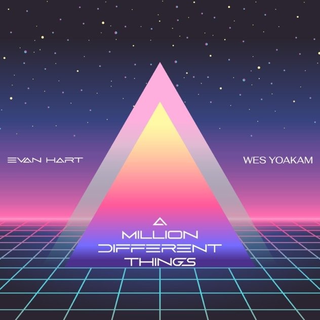 A graphic for the song "A Million Different Things". It's an abstract image of triangles on a grid and stars, very vaporwave.