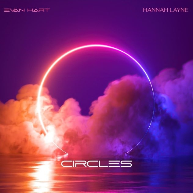 A graphic for the song "Circles". It's an abstract image of a circle of light on clouds and a body of water.