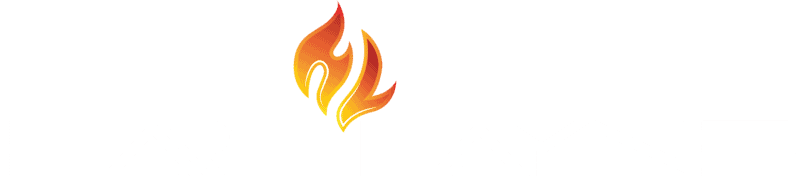 The Hart Layne logo. It is white and has flames.