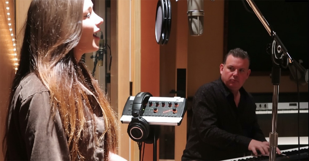 Evan Hart and Hannah Layne recording together.
