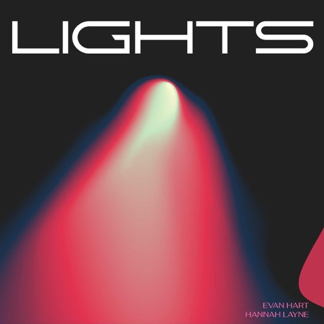 A graphic for the song "Lights". It's an abstract image of a pane of red and yellow light on a black background.